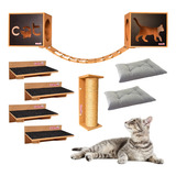 Kit Nicho Gatos 2+4 Prat+ Ponte+  Arranhador Sisal-cj 10pcs 