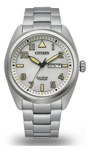 Reloj Citizen Bm856088x Para Hombre Triple Manecilla Fecha Color De La Malla Plateado Color Del Bisel Plateado Color Del Fondo Khaki Claro