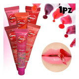 Labial Tinta Indeleble Larga Duración Tono Suave Lip Gloss Color Fresa