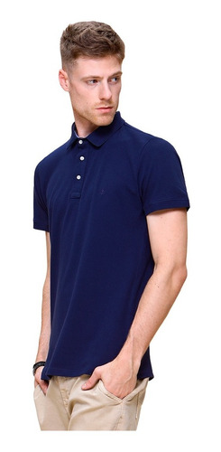 Camisa Polo Masculina Piquet Manga Curta Azul Marinho