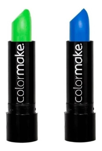 Batom Neon Fluorescente Verde E Azul Color Make Kit