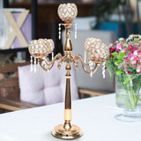 75cm Gold 5 Arm Crystal Candelabra Centerpiece Candle Ho Lvv