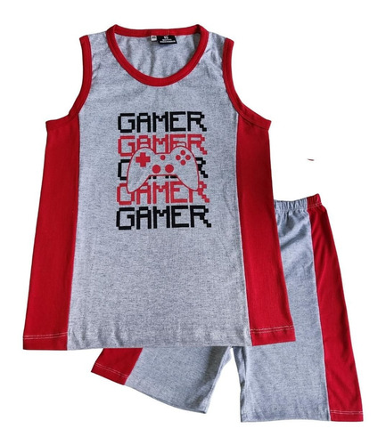 Pijama De Nene De Verano Remera Y Short Estampado Gamer