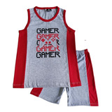 Pijama De Nene De Verano Remera Y Short Estampado Gamer