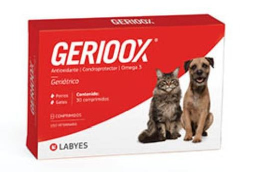 Suplemento En Comprimidos Labyes Línea Senior Gerioox Con Omega 3 Para Perro/gato Todas Las Edades Todos Los Tamaños En Blíster De 30 Unidades