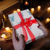Ruspepa Christmas Wrapping Paper-white Paper With Sliver Shi