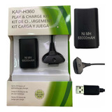 Kit 1 Bateria P/ Controle Xbox 360 + 1 Cabo Carregador 1.4m 