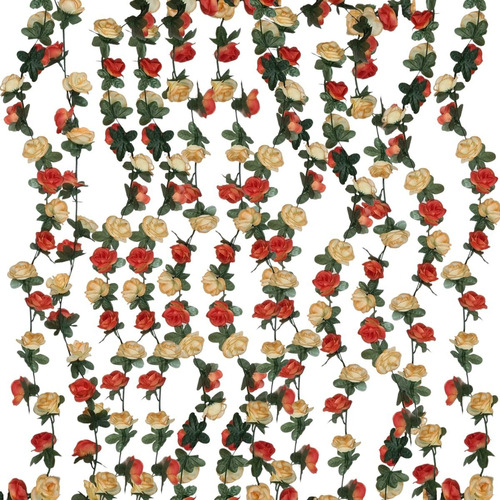 Kit 12 Corrente De Rosas Com Folhagem Artificial Decorativa