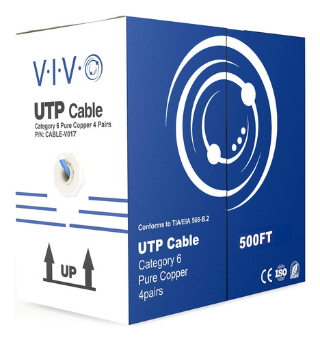 Vivo 500 Pies A Granel Cat6, Cable Ethernet De Cobre Complet