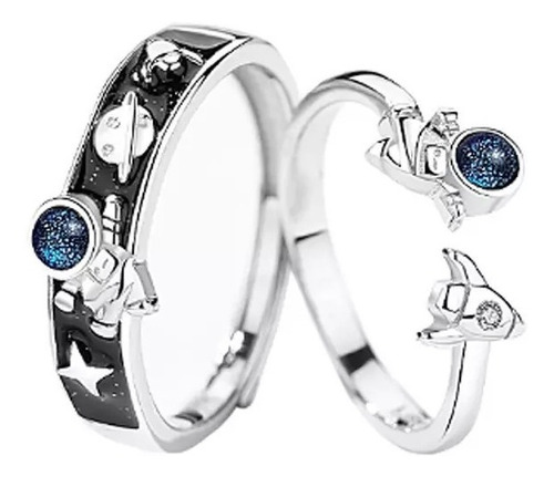 Anillos Astronauta Nave Alianza Pareja Novios Compromiso