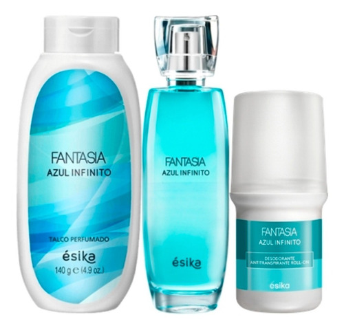 Kit Fantasía Azul Infinito Perfume Talco Y Desodorante Ésika