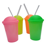 Vasos Milkshake Colores Fluor X10 Unidades