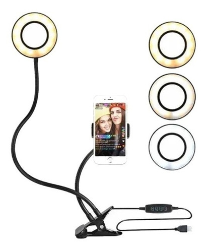 Suporte Celular Ring Light Usb Luminária Led Para Youtubers