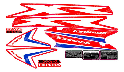 Kit Calcos Completo Honda Xr 250 Tornado Hrc - Laminadas