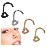 Piercing Nariz Arete Corazon Acero Quirurgico Varios Colores