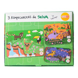 Set 3 Rompecabezas Puzzle Selva 12, 16 Y 24 Piezas Niños