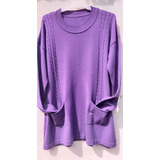 Swetter Talle L A Xl Color Violeta Con 2 Bosillos 