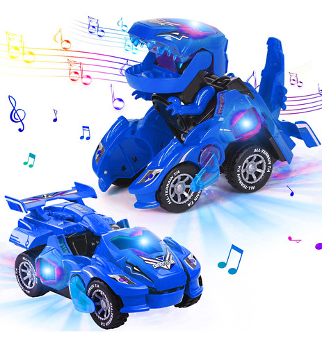 Dinosaurios Transformer Carro Juguete Con Luz/sonido Niños