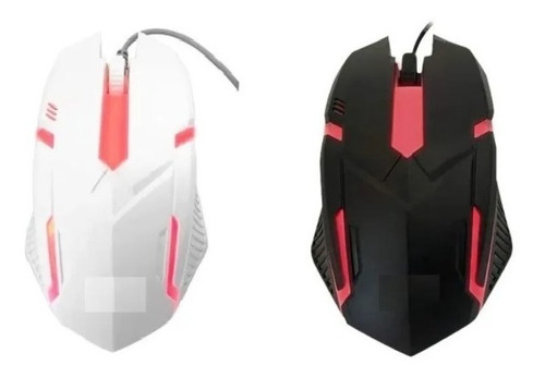 Mouse Blanco Gamer Led Alambrico Usb Luz Raton Windows Mac