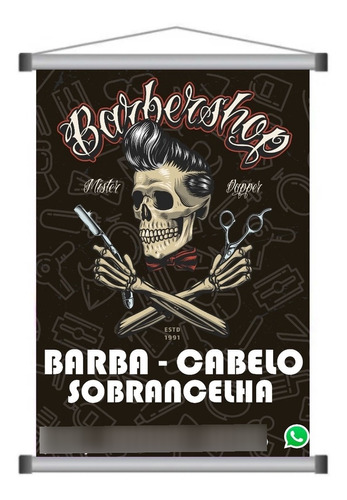 Banner Barbearia, Cabelereiro, Barba, Sobrancelha  70x50cm