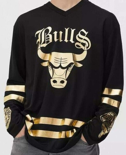 Remera Chicago Bulls Negro Oro Nba