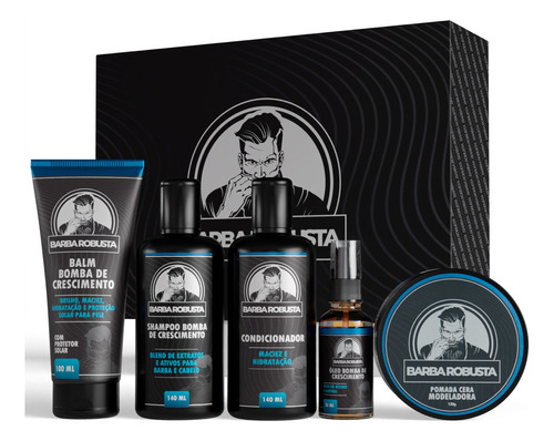 Kit Para Barba Shampoo + Condicionador + Balm + Óleo + Cera