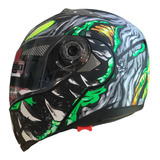  Casco Abatible Iron Racing Ir-105 Doble Mica Dot Necro Neon