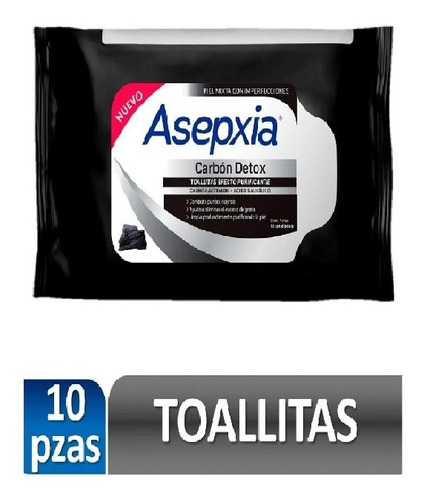 Asepxia Toallitas Purificantes Carbón Detox X 10 Unidades