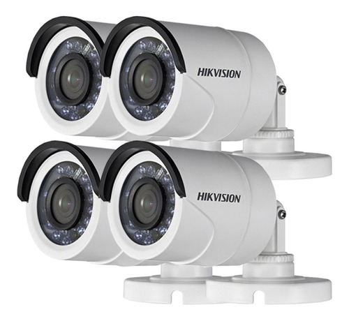 Pack 4 Cctv Cámara Hdtvi Hikvision Bullet 2mp 1080p 2.8mm