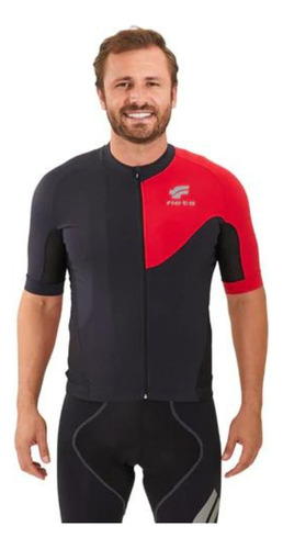 Camisa Ciclismo Flets X3x Manga Curta Preta Vermelho