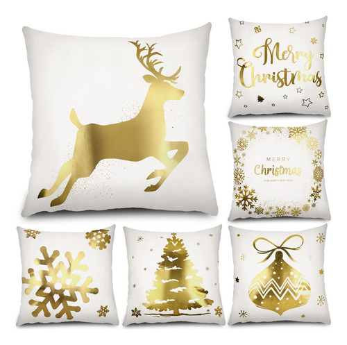 6 Fundas De Almohada Navideñas, Fundas De Cojín, Decoración 