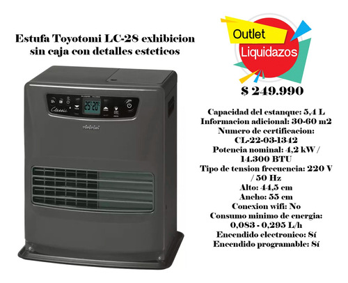 Estufa Toyotomi Lc-28  Sin Caja Con Detalles Esteteticos