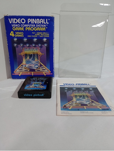 Atari 2600 Pinball En Caja, Juego, Manual Y Protector (a)