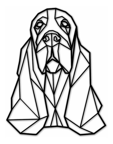 Cuadro Decorativo Basset Hound Geometrico Mdf 6mm 110 Cm 