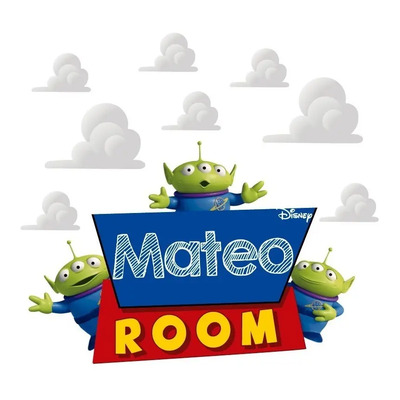 Decoración Cuarto Infantil Nubes Toy Story Nombre 80x55 | Meses sin interés