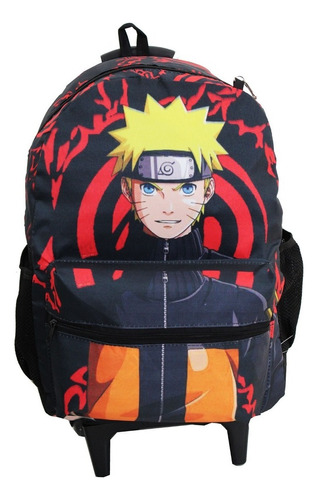 Mochila De Rodinhas Escolar Naruto Shippuden Anime Tokio Juv Cor Preto Desenho Do Tecido Cara Vermelha