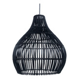 Colgante Ratan Rattan Negro Gota 40x42cm Kit Electrico Incl