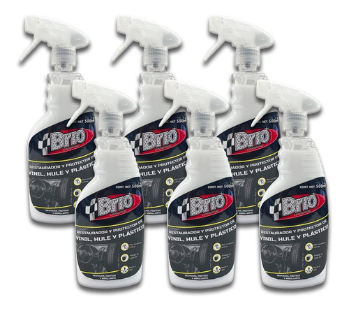 6pk - Brio Restaurador De Vinil Hule Y Plastico 500ml