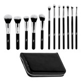 Kit 12 Brochas Maquillaje + Estuche Gadnic Suave Ojos Rostro