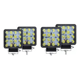 Kit 4 Farol Milha 16 Led 48w 12v/24v Quadrado Off-road 6000k