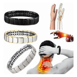 Pulsera Brazalete Acero Titanio Hombre Terapia Imanes Moda