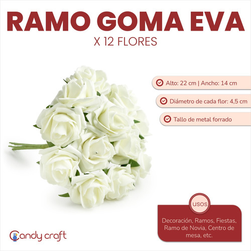 Ramo De Goma Eva X 12 Flores Artificiales! Centro De Mesa