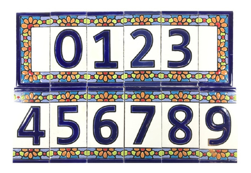 Números Domiciliarios De Cerámica Flores - Mosaico 