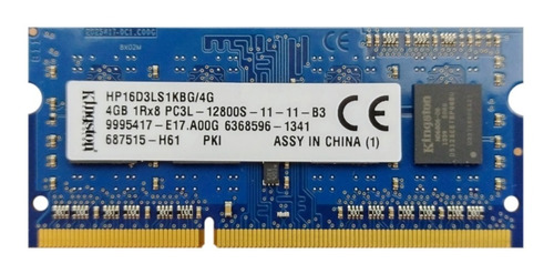 Memoria Ddr3 Kingston 4gb 1rx8 Pc3l 12800s 1600mhz P/ Laptop