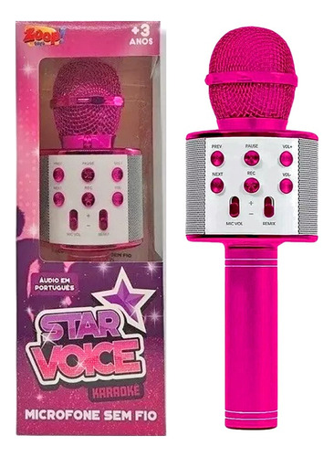 Microfone Sem Fio Bluetooth Star Voice Karaokê Portátil Usb