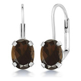 Pendientes Oliva Cuarzo Ahumado, 2.40 Ctw