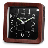 Reloj Despertador Bulova B1870 Manor, Grano De Madera Marrón