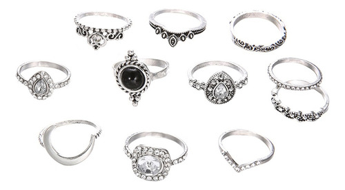 Juego De 10 Anillos Vintage Para Mujer, Diseño De Corona Con