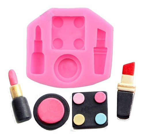 Molde Silicona Set De Maquillaje Fondant Porcelana Fría