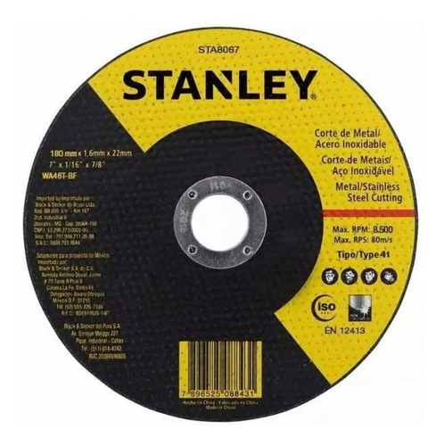 Disco Corte Metal Inox Amoladora 7 180 178 Mm Stanley 25 Un